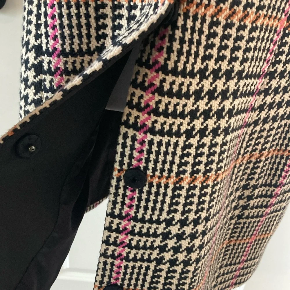 Carlisle Stylish Plaid Houndstooth Sleeveless Vest 10 Black Pink Orange